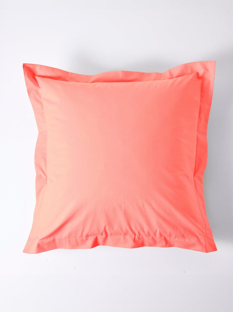 Taie d'oreiller coton unie Orange corail - Kiabi