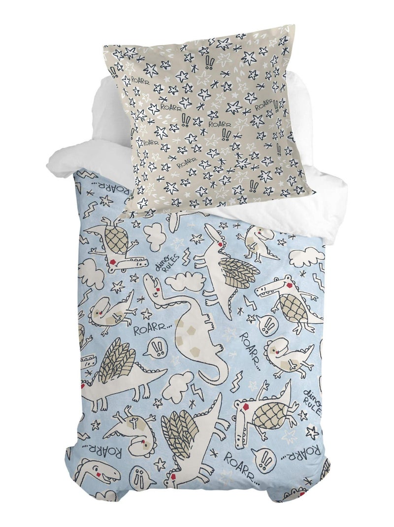 Taie d'oreiller Dino friends "Happyfriday" Blanc - Kiabi