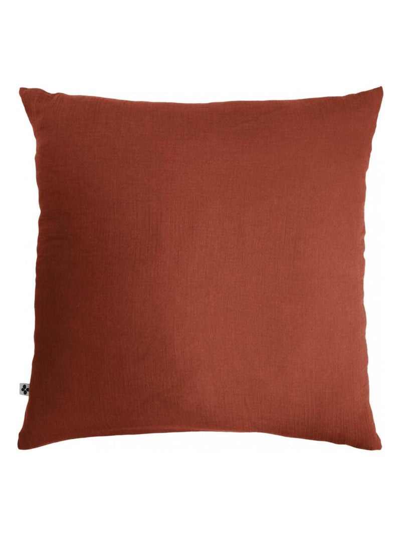 Taie d'oreiller Double Gaze Coton Collection Gaia Marron caramel - Kiabi