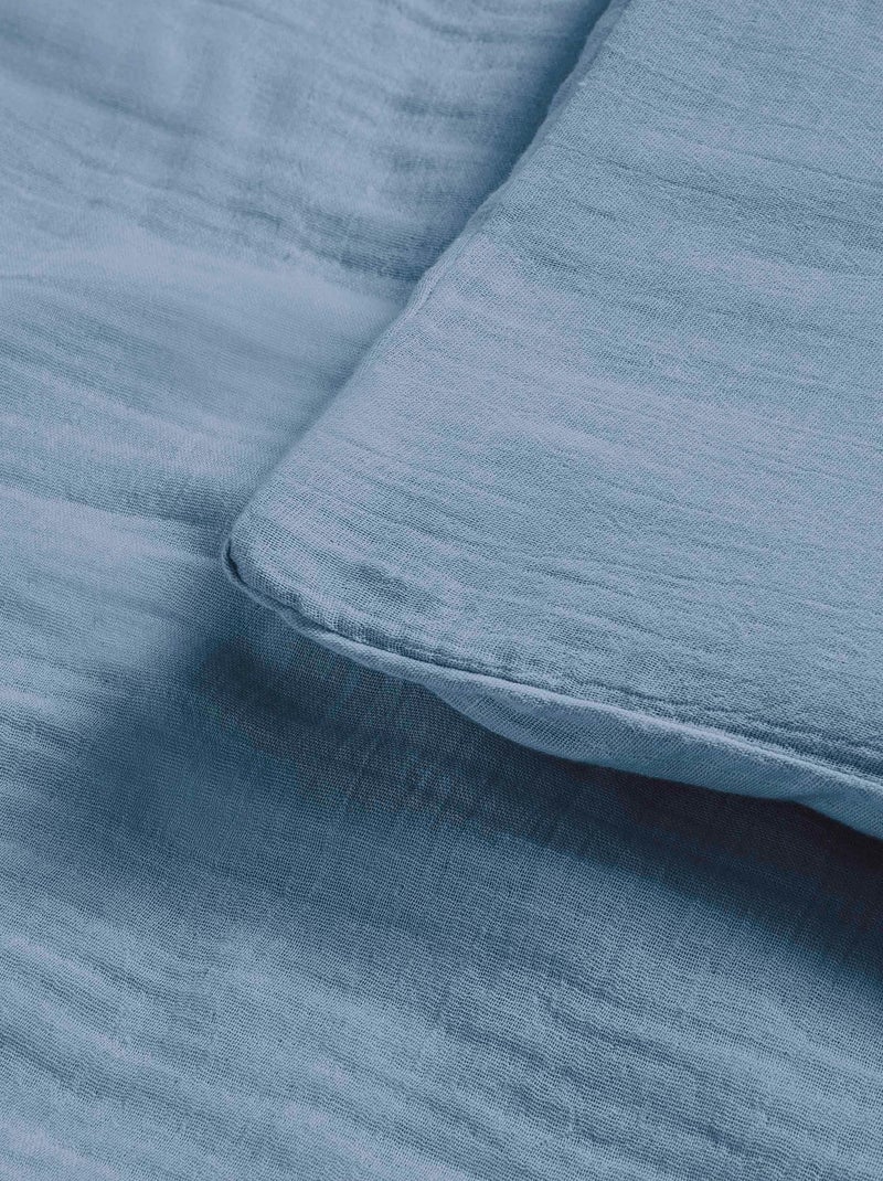 Taie d'oreiller double gaze de coton - 'Le Lit de Mon Bébé' Bleu gris - Kiabi