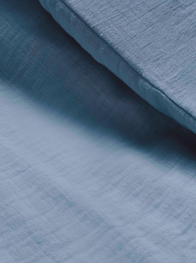 Taie d'oreiller double gaze de coton - 'Le Lit de Mon Bébé' Bleu gris - Kiabi
