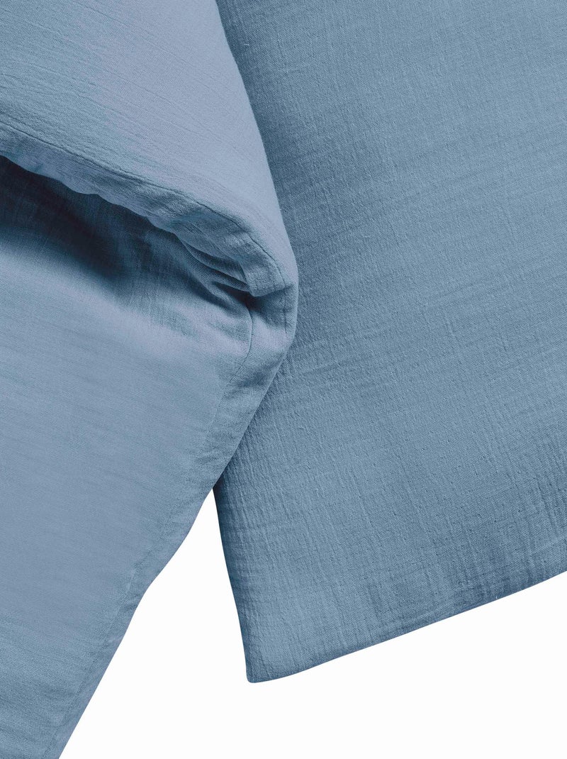 Taie d'oreiller double gaze de coton - 'Le Lit de Mon Bébé' Bleu gris - Kiabi