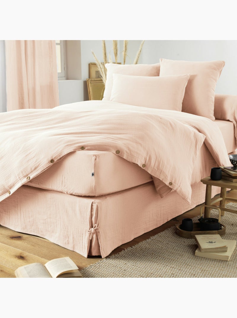 Taie d’Oreiller – Double Gaze de Coton – Gaïa Minuit Rose poudré - Kiabi