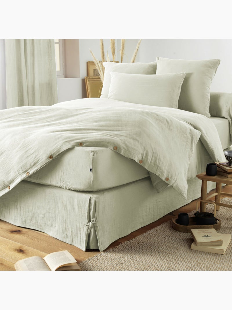 Taie d’Oreiller – Double Gaze de Coton – Gaïa Minuit Vert d'eau - Kiabi