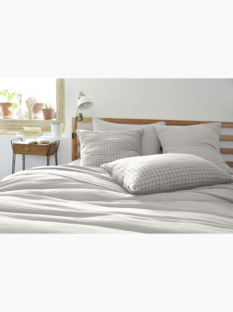 Taie d'oreiller double gaze de coton Gaia Mixe Gris clair - Kiabi