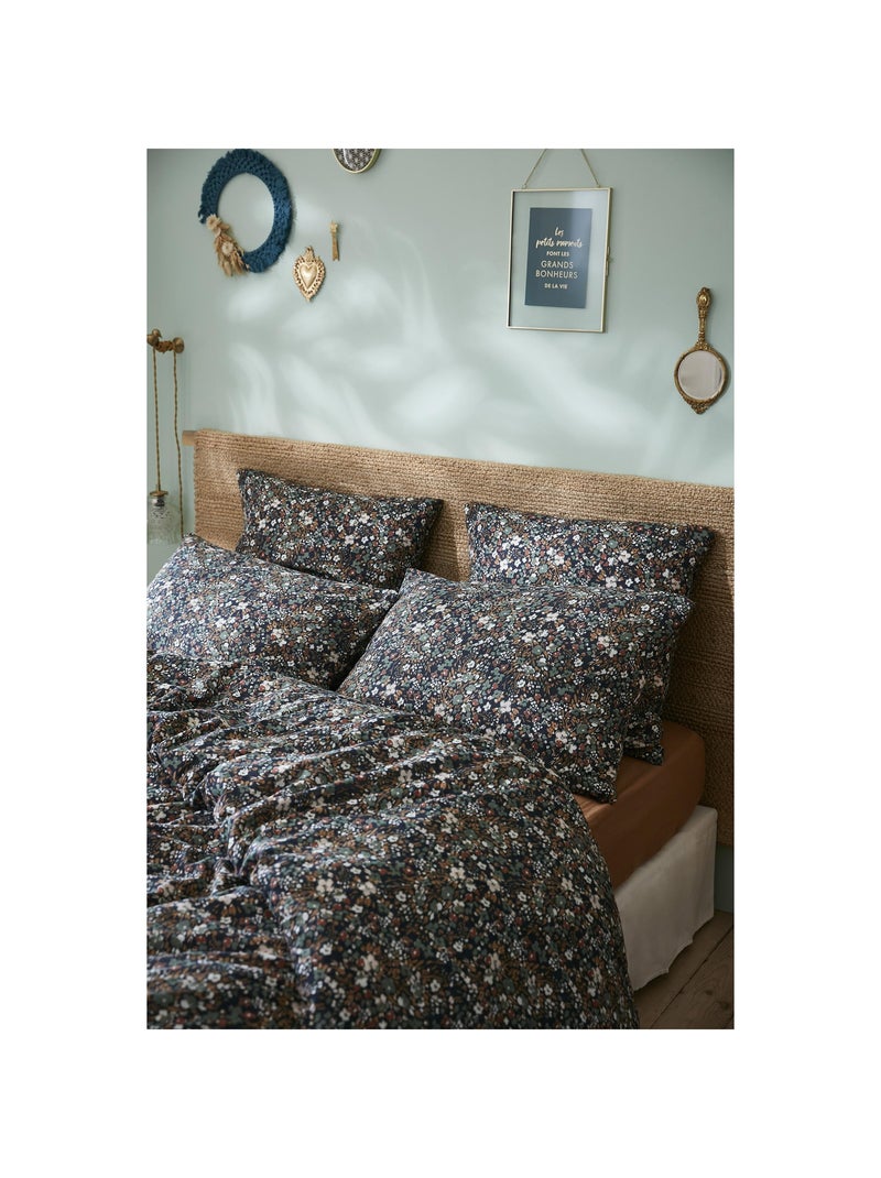 Taie d’oreiller – double gaze de coton imprimée capucine Bleu foncé - Kiabi