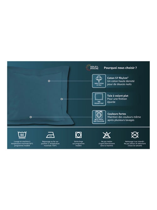 Taie d'oreiller en coton 57 fils UNI, par Soleil d'ocre - Kiabi