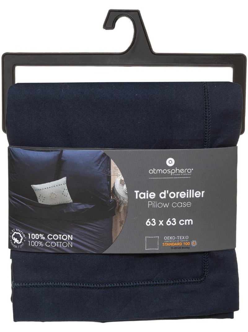 Taie d'oreiller en coton CARINA Bleu encre - Kiabi
