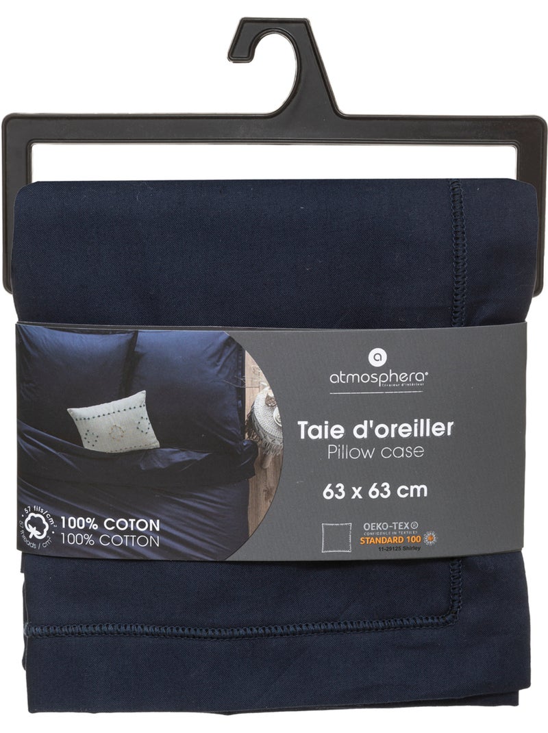 Taie d'oreiller en coton CARINA Bleu encre - Kiabi