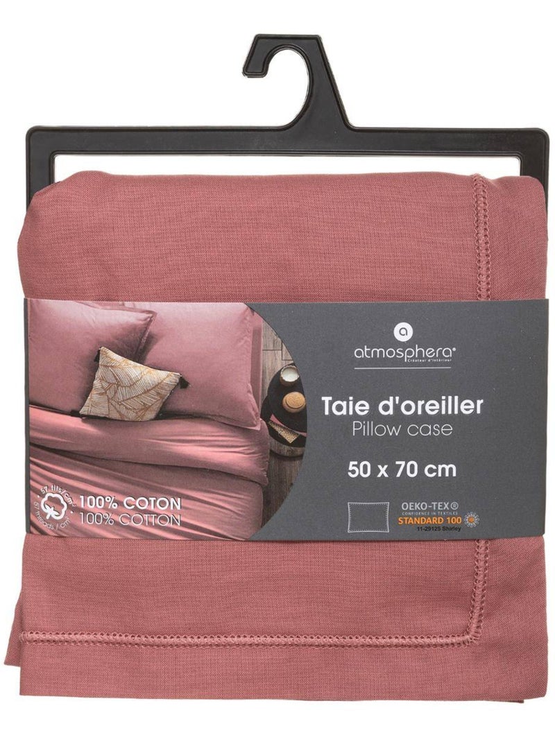 Taie d'oreiller en coton CARINA Blush - Kiabi