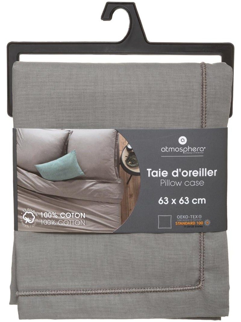 Taie d'oreiller en coton CARINA Gris souris - Kiabi