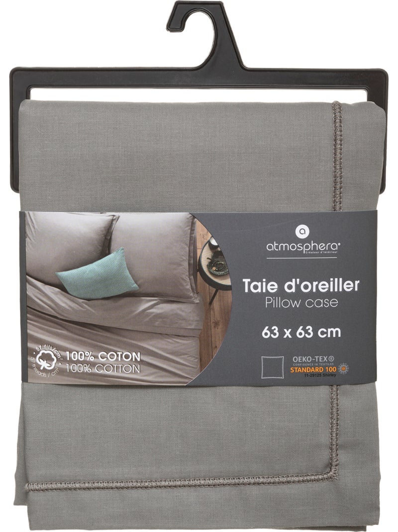 Taie d'oreiller en coton CARINA Gris souris - Kiabi