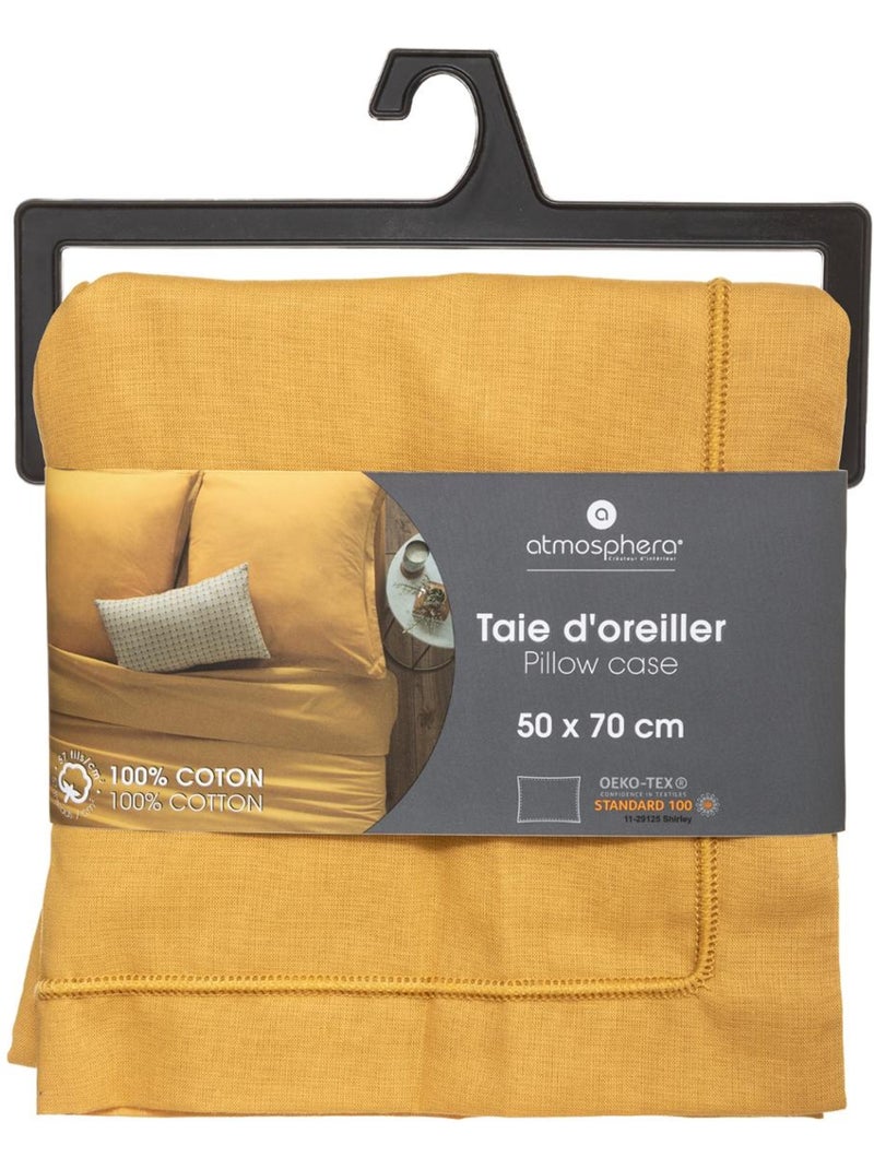 Taie d'oreiller en coton CARINA Ocre - Kiabi