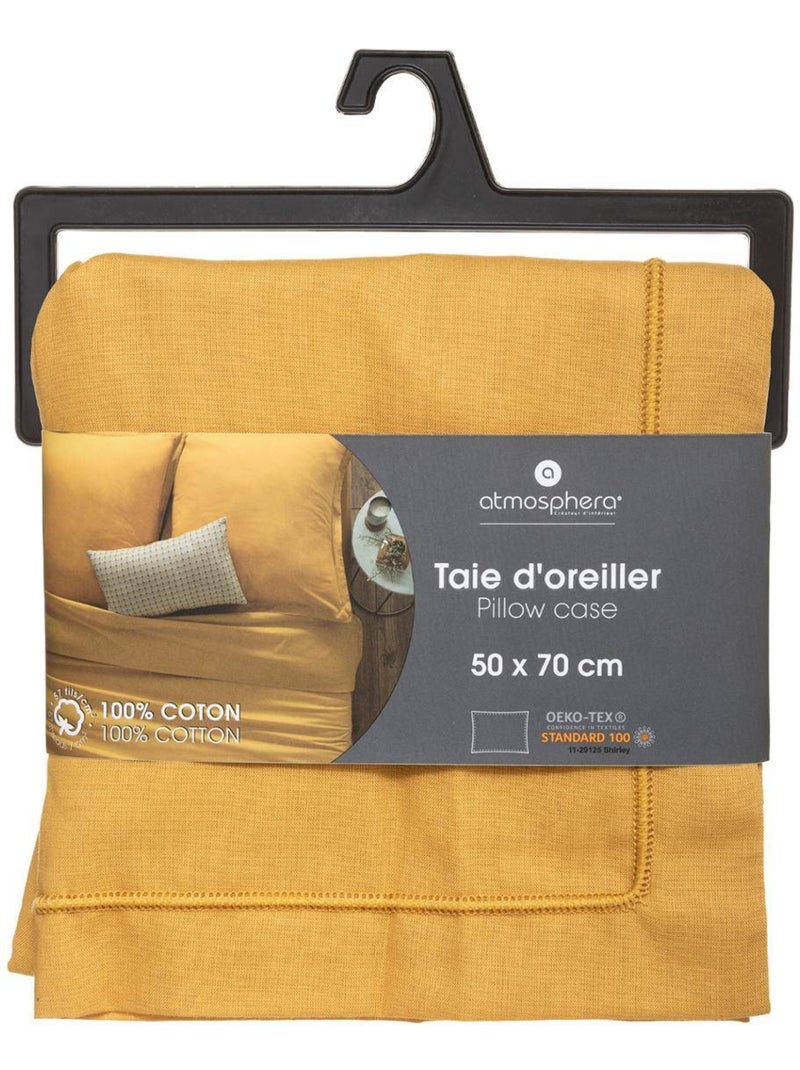Taie d'oreiller en coton CARINA Ocre - Kiabi
