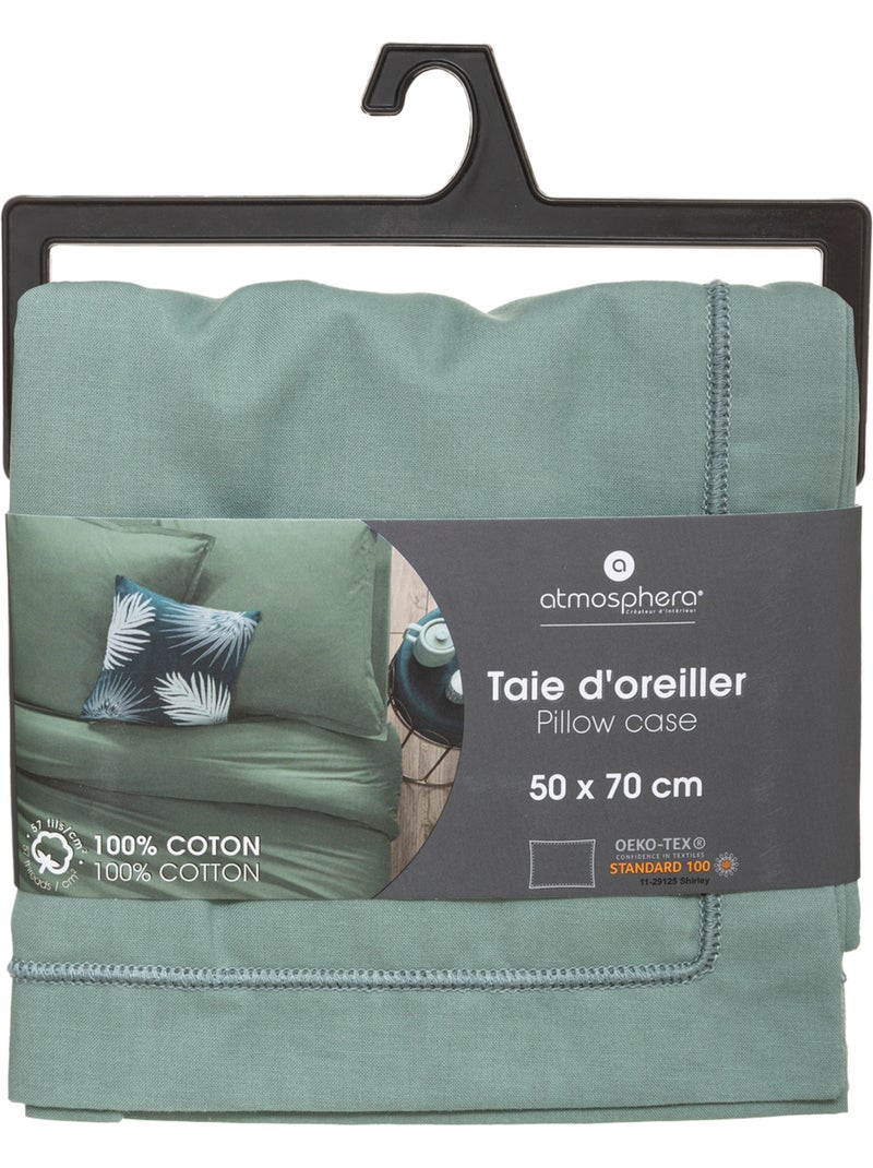 Taie d'oreiller en coton CARINA Vert clair - Kiabi