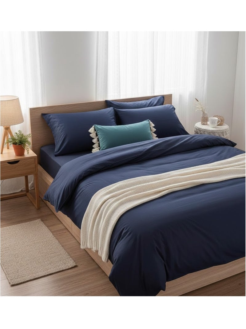 Taie d'oreiller en coton contemporain uni Bleu marine - Kiabi