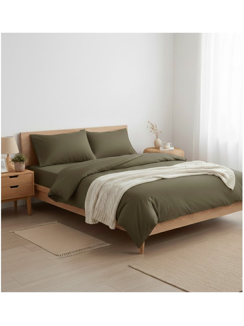 Taie d'oreiller en coton Contemporain uni Kaki - Kiabi