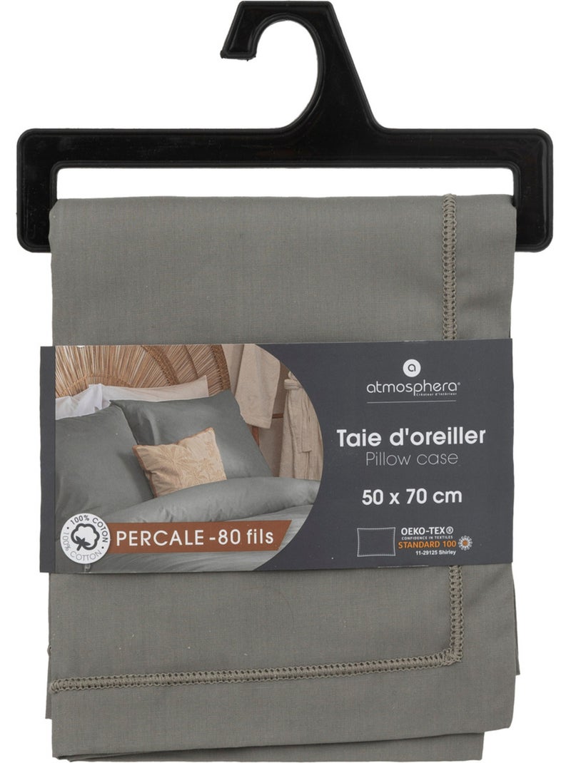 Taie d'oreiller en coton LANDIHA Gris - Kiabi