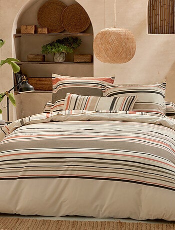 Taie d’oreiller en coton rayures bayadère