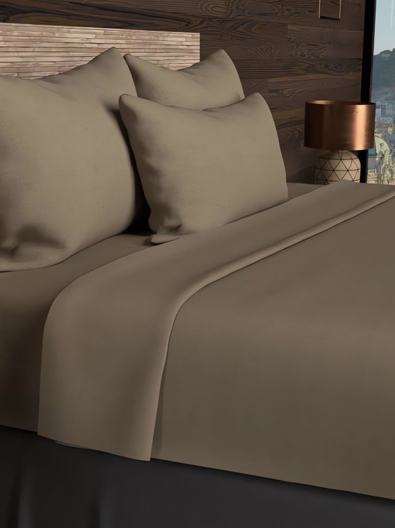 Taie d'oreiller en coton uni 57 Fils SOLEIL D'OCRE, par Soleil d'ocre Taupe - Kiabi