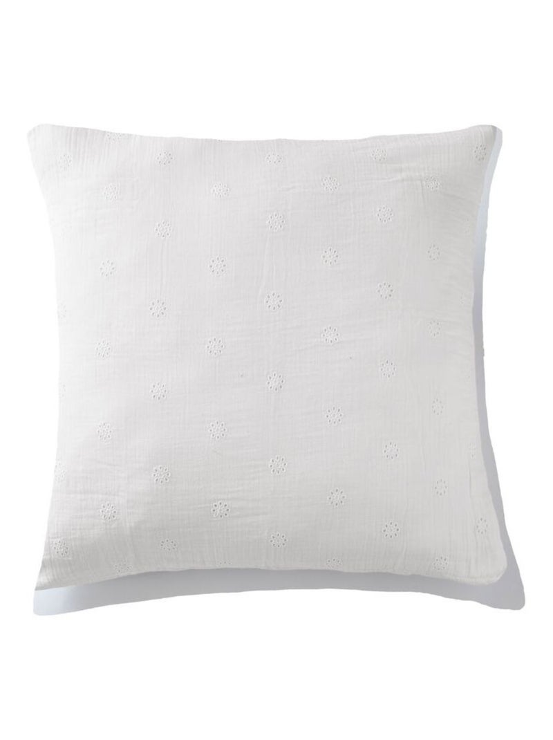 Taie d'oreiller en double Gaze de coton à fleurs Blanc - Kiabi