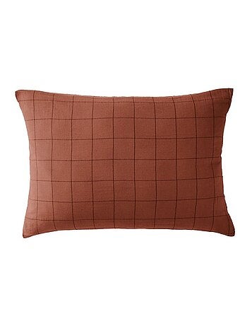 Taie d'oreiller en double Gaze de coton à grands carreaux