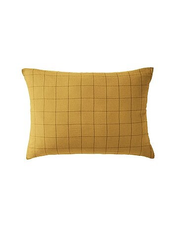 Taie d'oreiller en double Gaze de coton à grands carreaux