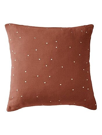 Taie d'oreiller en double Gaze de coton à pois brodés