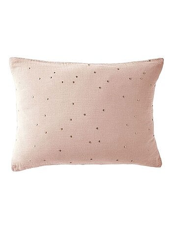 Taie d'oreiller en double Gaze de coton à pois brodés