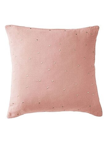 Taie d'oreiller en double Gaze de coton à pois brodés