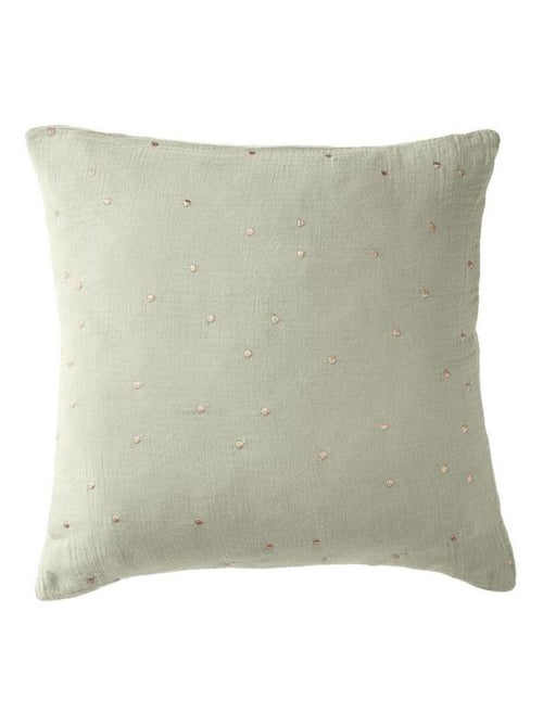 Taie d'oreiller en double Gaze de coton à pois brodés - Kiabi