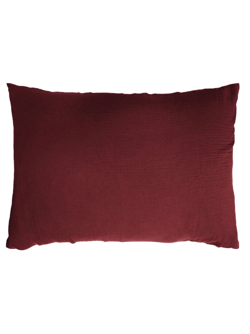 Taie d'oreiller en double Gaze de coton Bordeaux - Kiabi