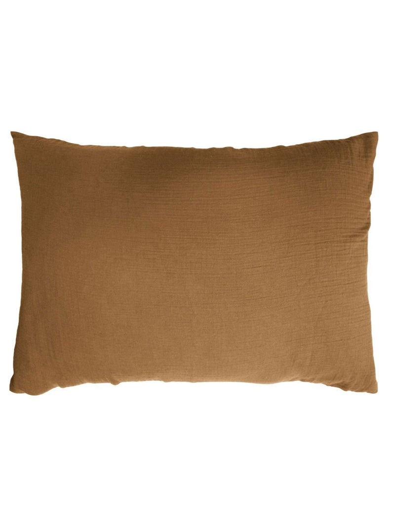 Taie d'oreiller en double Gaze de coton Camel - Kiabi