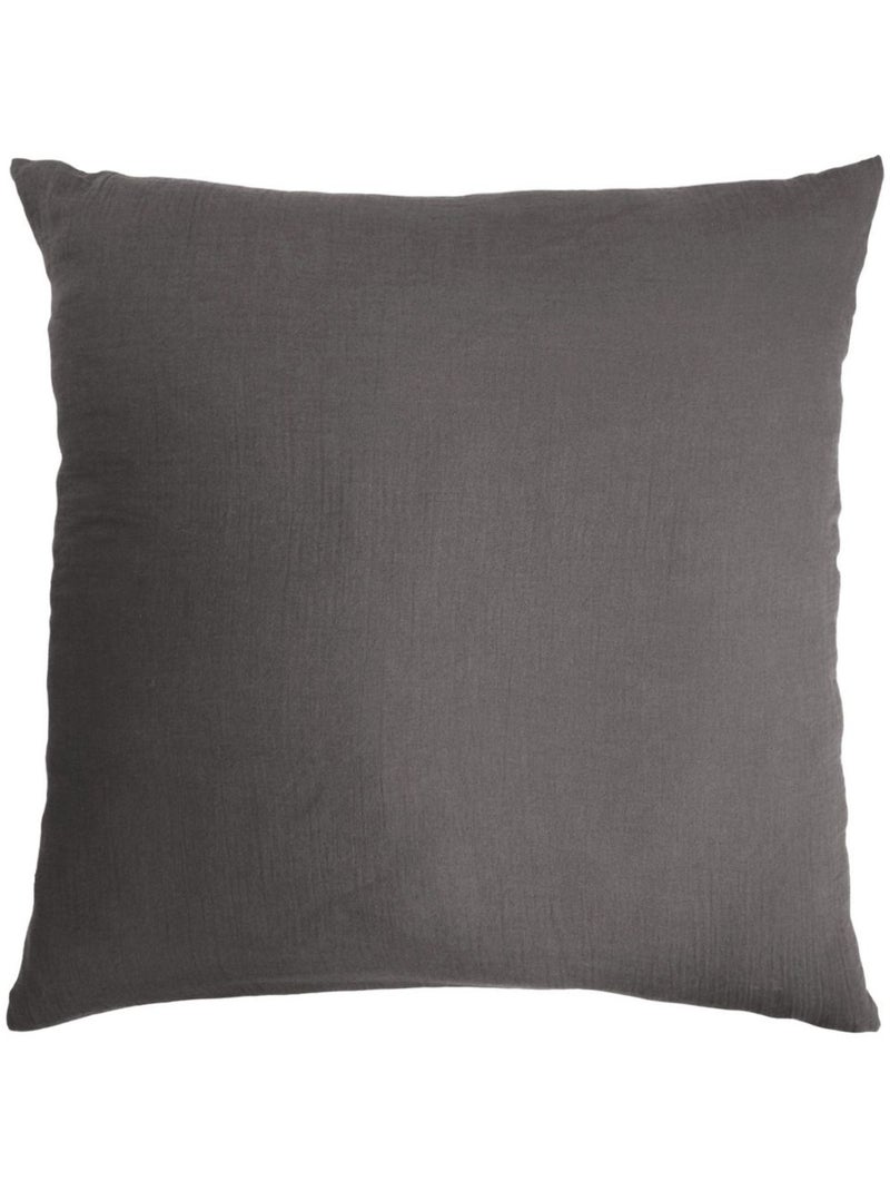 Taie d'oreiller en double Gaze de coton gris anthracite - Kiabi