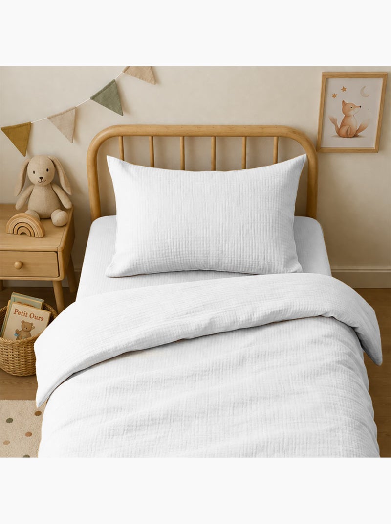 Taie d'Oreiller en Gaze de Coton Bio Blanc Blanc - Kiabi