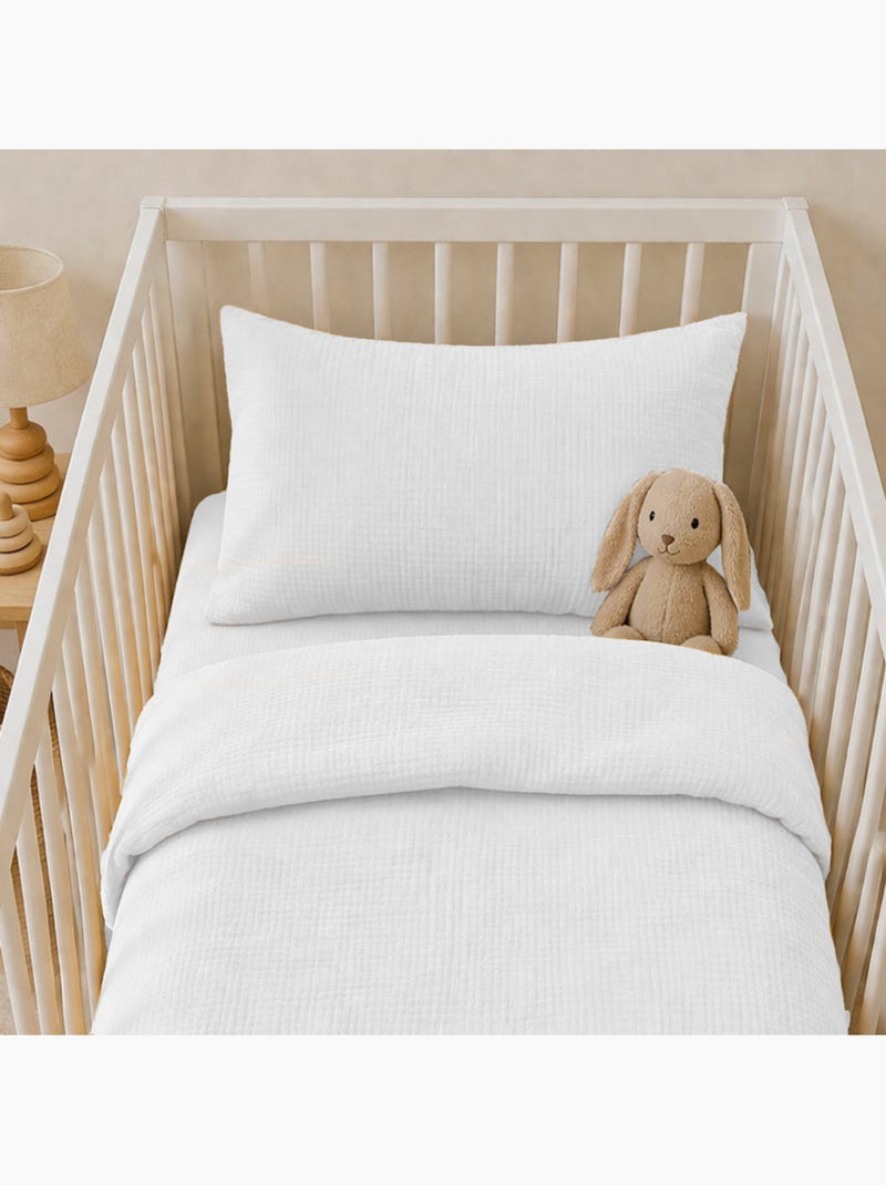 Taie d'Oreiller en Gaze de Coton Bio Blanc Blanc - Kiabi
