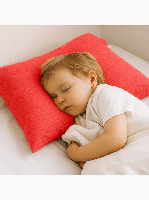 Taie d'Oreiller en Gaze de Coton Bio Fraise - Kiabi Taie d'Oreiller en Gaze de Coton Bio Fraise - Kiabi