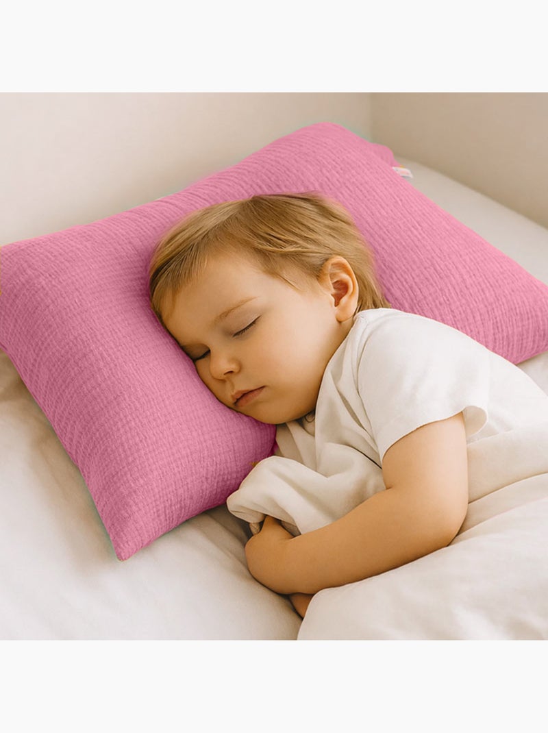 Taie d'Oreiller en Gaze de Coton Bio Rose Rose - Kiabi