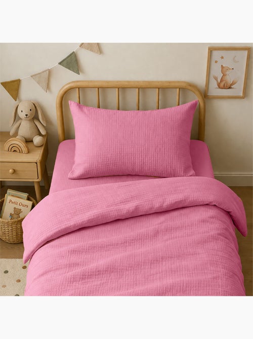 Taie d'Oreiller en Gaze de Coton Bio Rose - Kiabi Taie d'Oreiller en Gaze de Coton Bio Rose - Kiabi