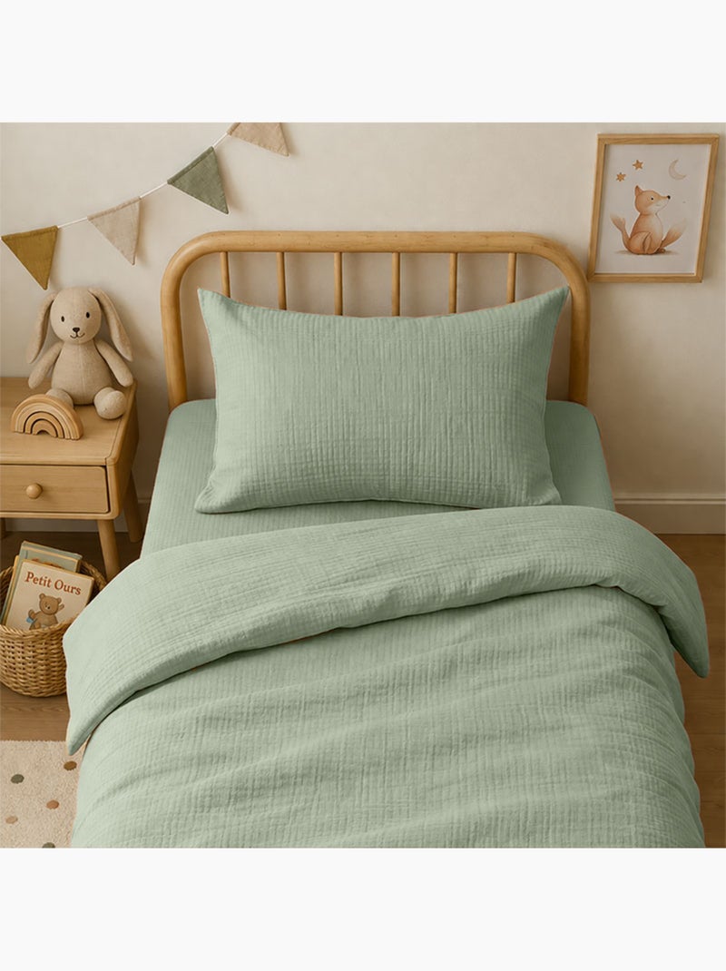 Taie d'Oreiller en Gaze de Coton Bio Vert Vert - Kiabi
