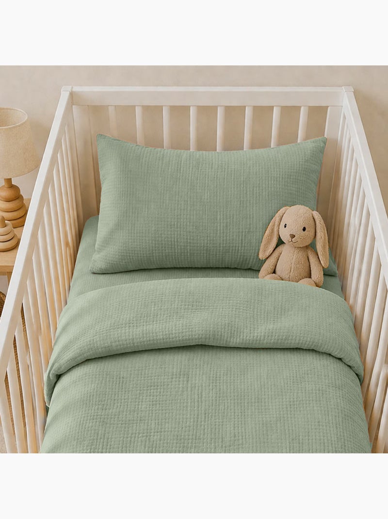 Taie d'Oreiller en Gaze de Coton Bio Vert Vert - Kiabi