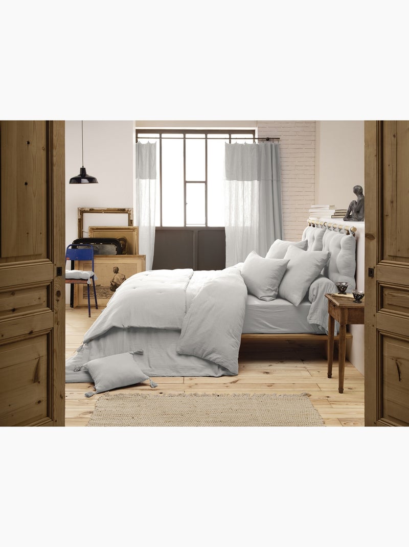 Taie d'oreiller en gaze de Coton Gaia Gris clair - Kiabi