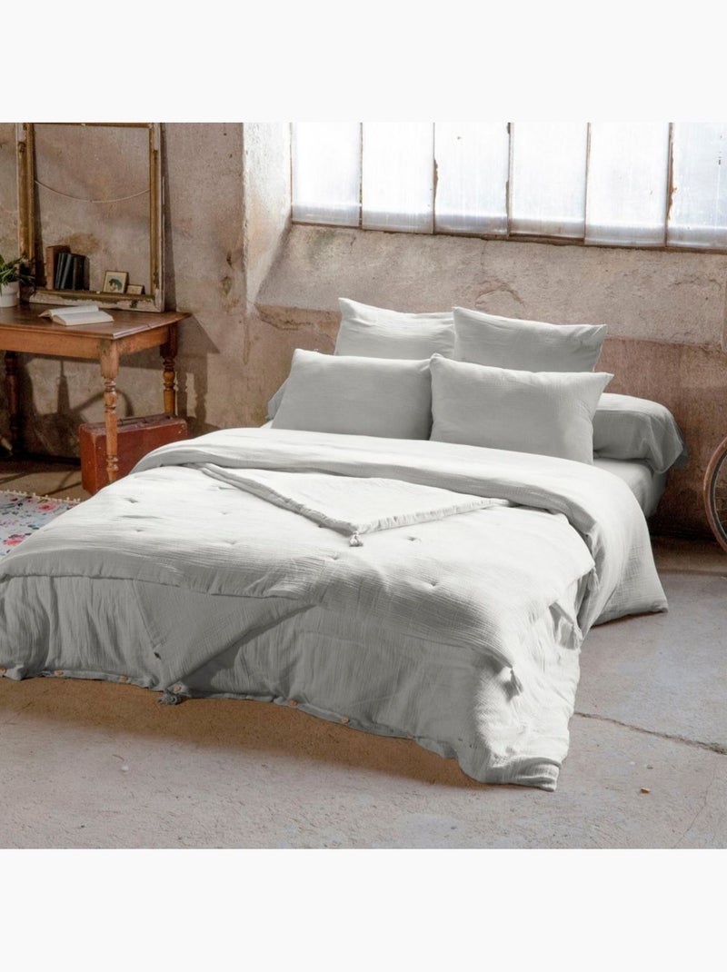 Taie d'oreiller en Gaze de Coton Gris - Kiabi