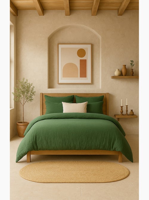 Taie d'oreiller en gaze de coton lave 50 x 70 cm Douce vert - Kiabi