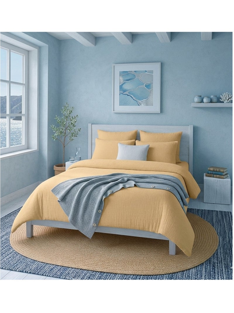 Taie d'oreiller en gaze de coton lavé Douce Beige - Kiabi