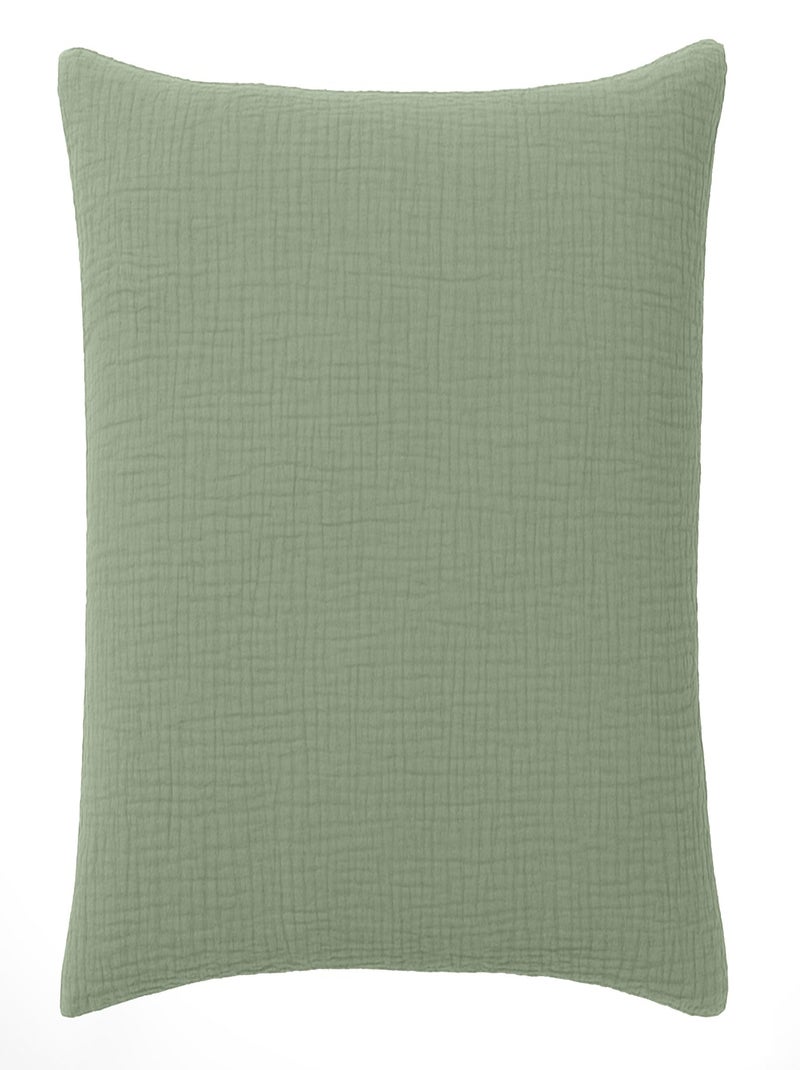 Taie d'oreiller en gaze de coton lave Douce Vert clair - Kiabi