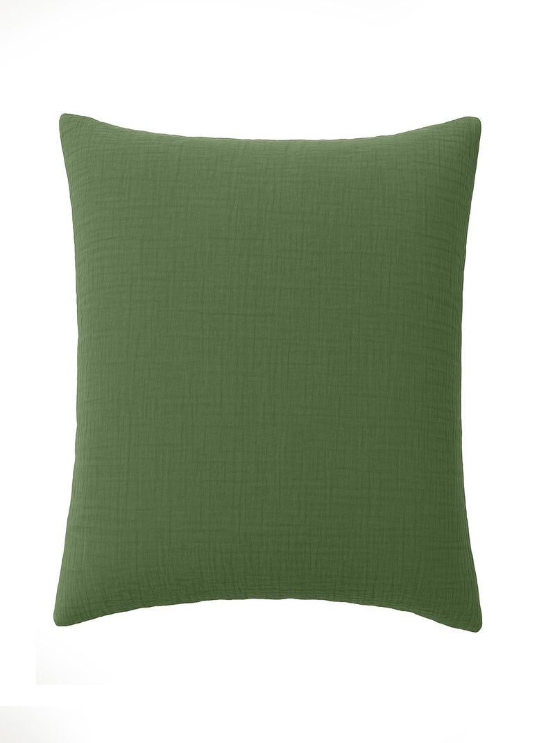 Taie d'oreiller en gaze de coton lave Douce Vert foncé - Kiabi