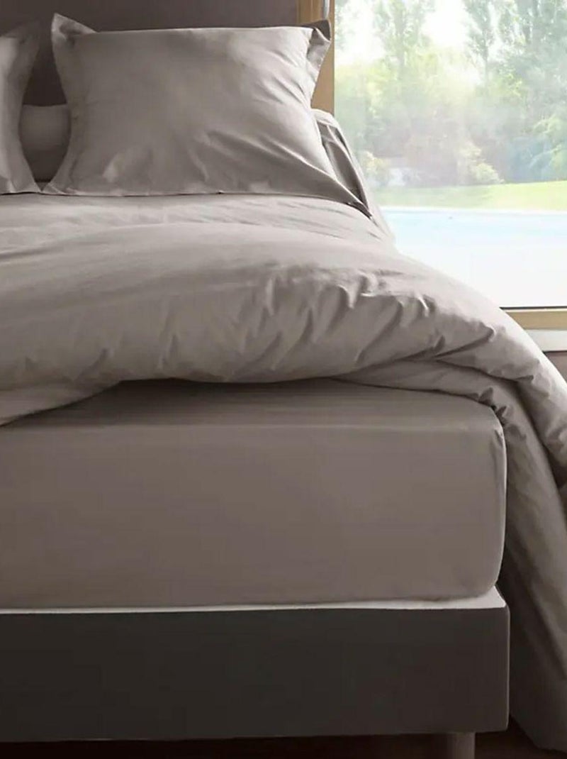Taie d'oreiller en percale de coton 80 fils Gris - Kiabi