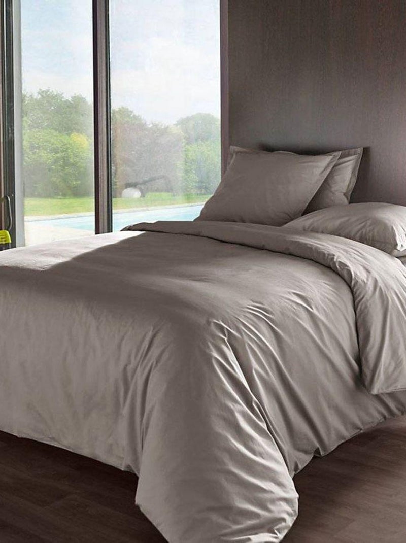 Taie d'oreiller en percale de coton 80 fils Gris - Kiabi