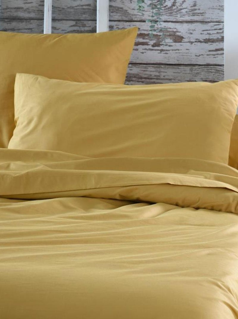 Taie d'oreiller en percale de coton 80 fils Moutarde - Kiabi